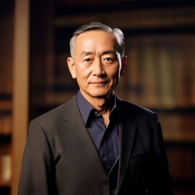 水户香奈创始人李维的职业形象照，男性，四十岁左右，穿着简洁深色衬衫，背景为暖色调书墙，表情温和而坚定，体现出教育从业者的专业气质